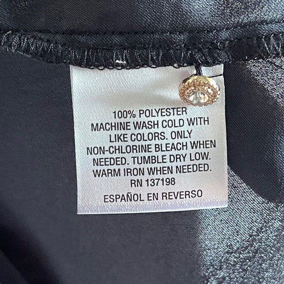 Thalia Sodi Choker Top Black Woven Long Sleeves Blouse Size M NWT Keyhole Button - Picture 8 of 9